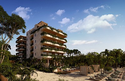 Puerto Morelos Real Estate Listing | Nálu Luxury Beachfront Residences 2 Bedroom L.O. Ocean View