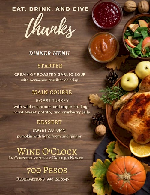 Thanksgiving Dinner at Wine O'Clock